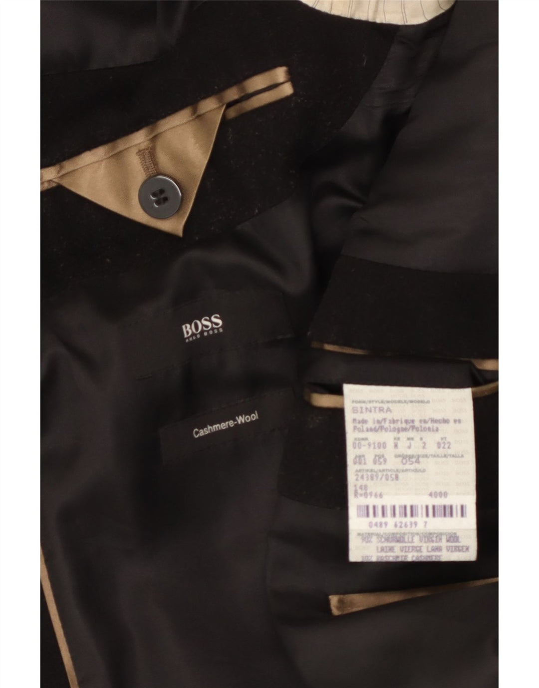 Ανδρικό πανωφόρι Hugo Boss IT 54 2XL Μαύρο παρθένο μαλλί