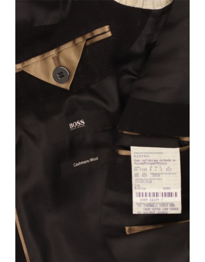 Ανδρικό πανωφόρι Hugo Boss IT 54 2XL Μαύρο παρθένο μαλλί