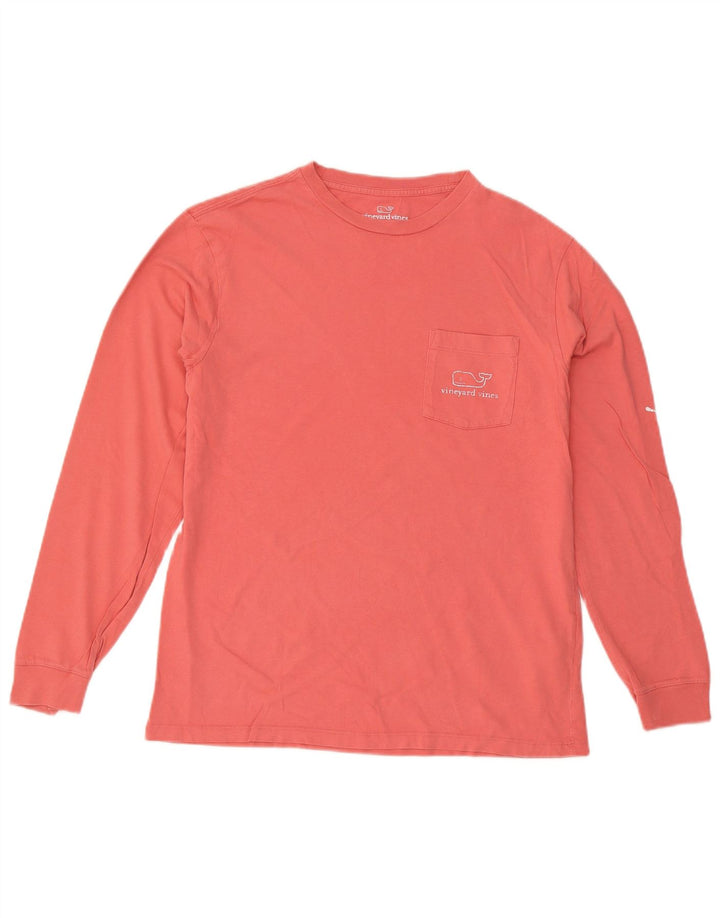 Vineyard Vines Ανδρικό γραφικό τοπ μακρυμάνικο μικρό ροζ βαμβακερό