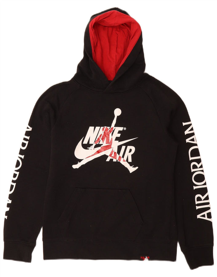 JORDAN Boys Graphic Hoodie Jumper 12-13 Years Large Black