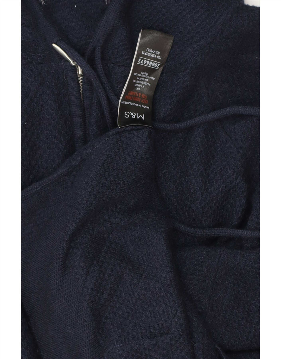 Ανδρικό πουλόβερ με φερμουάρ Marks & Spencer XL Navy Blue Viscose