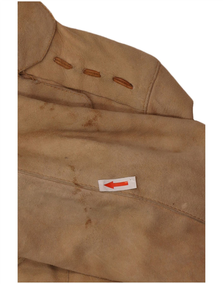 Vintage Γυναικείο Suede Leather Coat UK 12 Medium Beige Leather