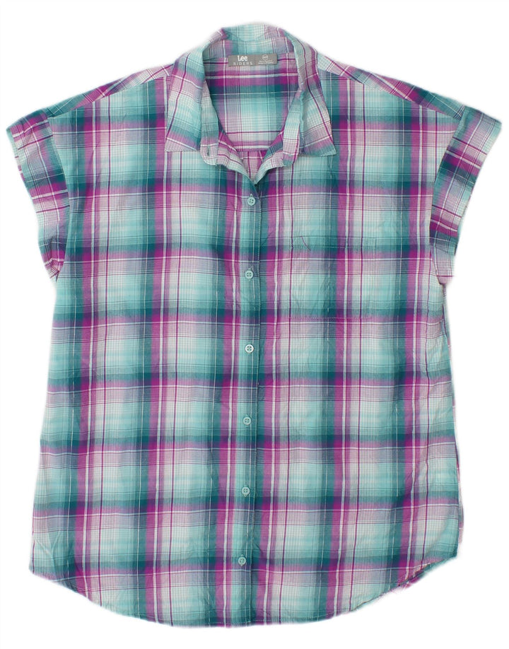 Lee Womens Riders Αμάνικο πουκάμισο UK 14 Μεσαίο Πράσινο Check Polyester