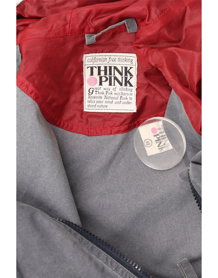 Think Pink Mens Hooded Windbreaker Jacket UK 48 4XL Grey Polyester