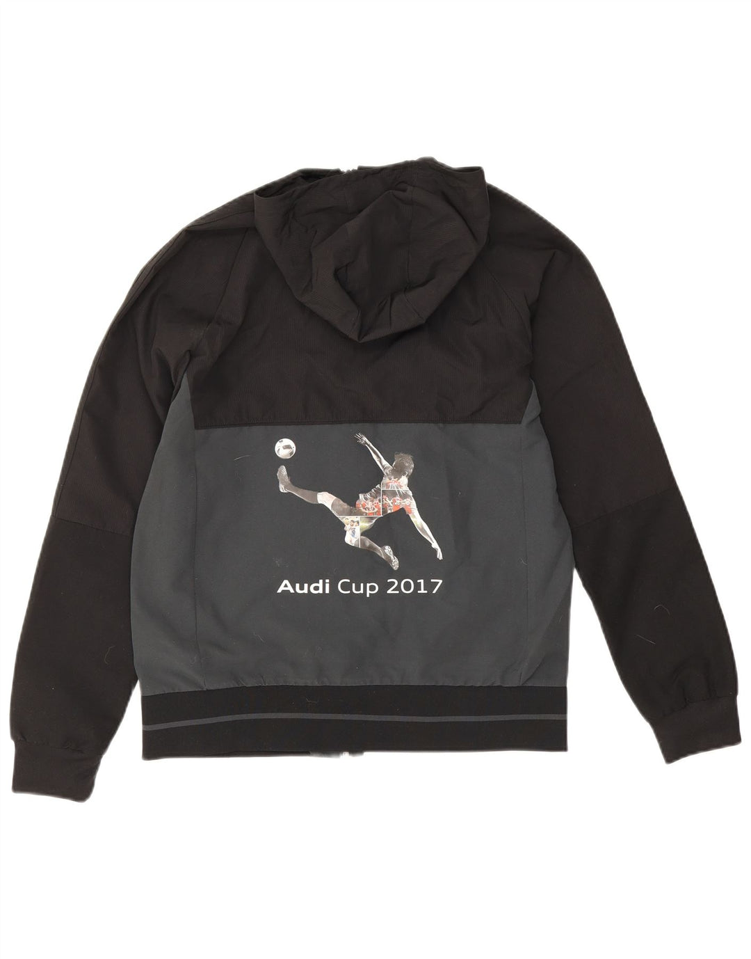 Adidas Boys Hooded Rain Jacket 13-14 Years Black Colourblock Polyester