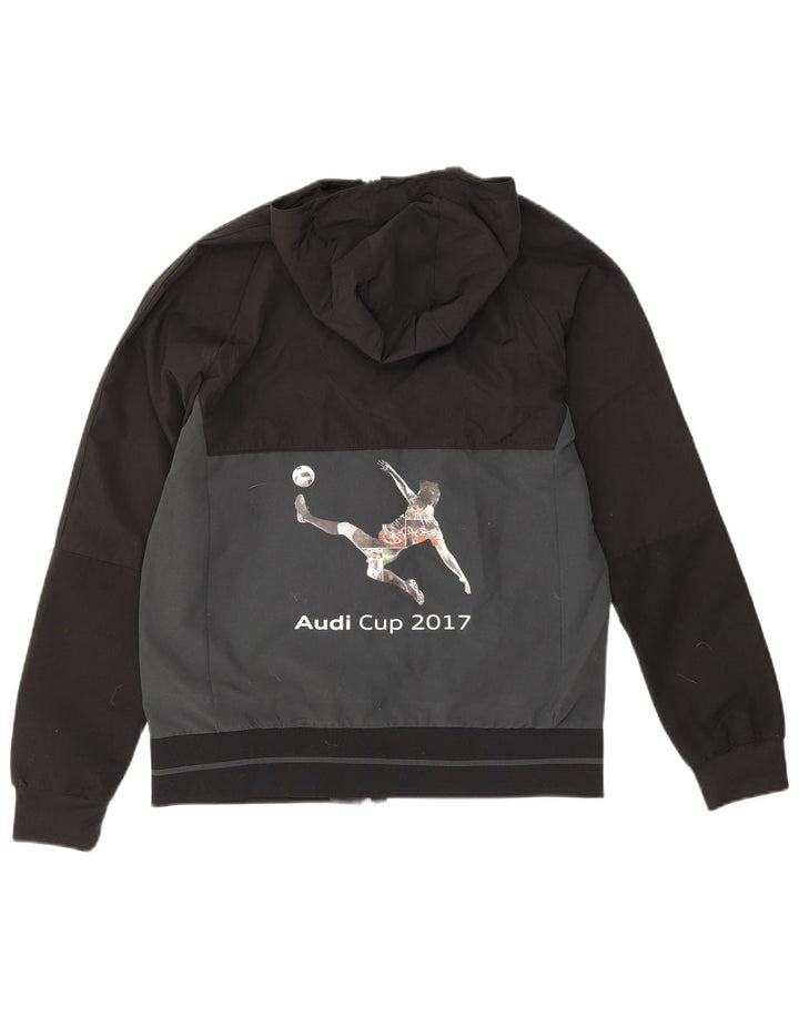 Adidas Boys Hooded Rain Jacket 13-14 Years Black Colourblock Polyester