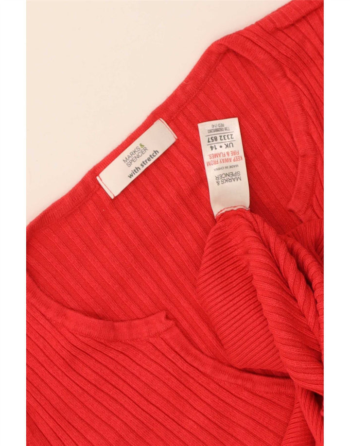 Marks & Spencer Γυναικείο T-Shirt Top UK 14 Medium Red Viscose