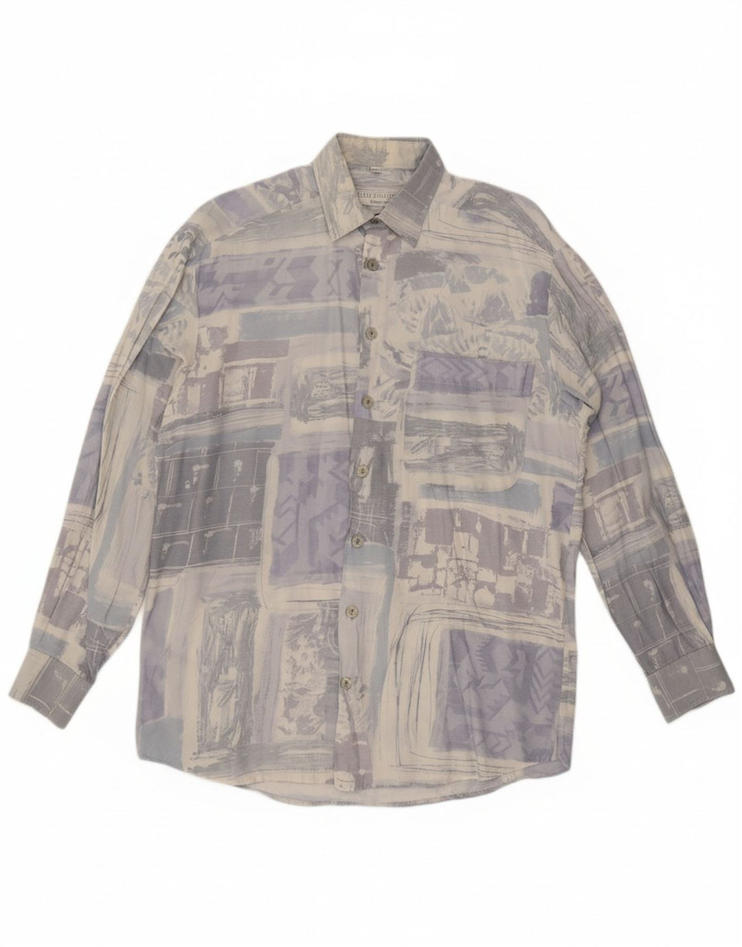 CLUB D'AMINGO Mens Abstract Pattern Shirt Size 37/38 Small Grey
