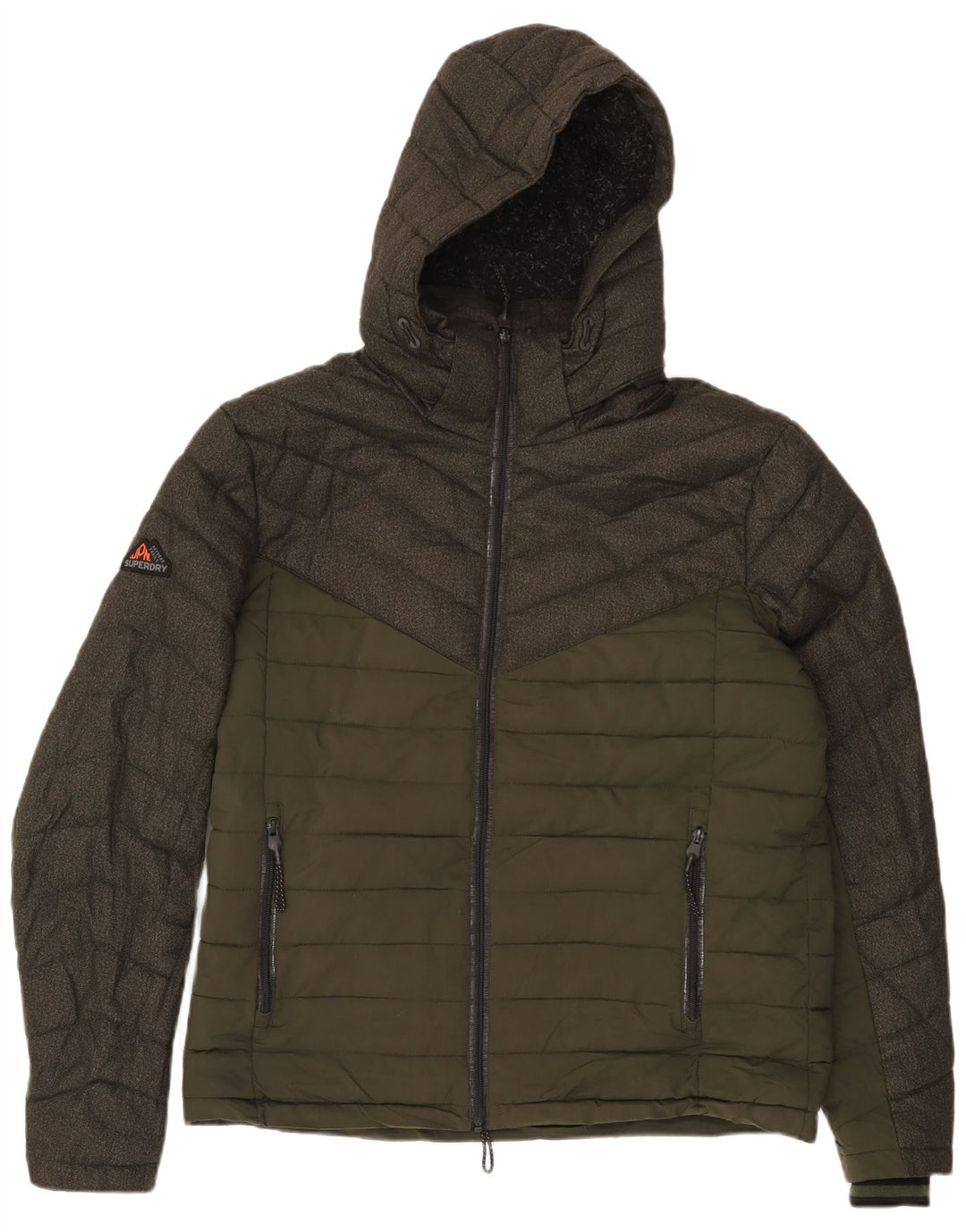 SUPERDRY Ανδρικό μπουφάν με κουκούλα με επένδυση UK 42 XL χακί πολυεστέρας
