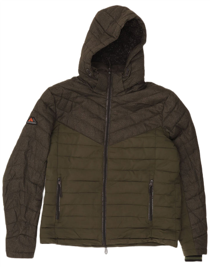 SUPERDRY Ανδρικό μπουφάν με κουκούλα με επένδυση UK 42 XL χακί πολυεστέρας