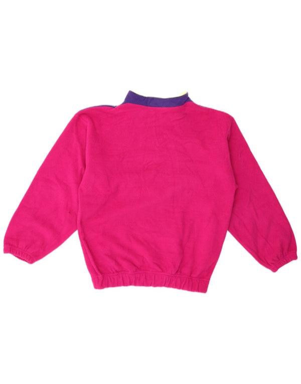 Vintage ανδρικό φερμουάρ Fleece Jumper UK 38 Medium Pink Colourblock Ακρυλικό