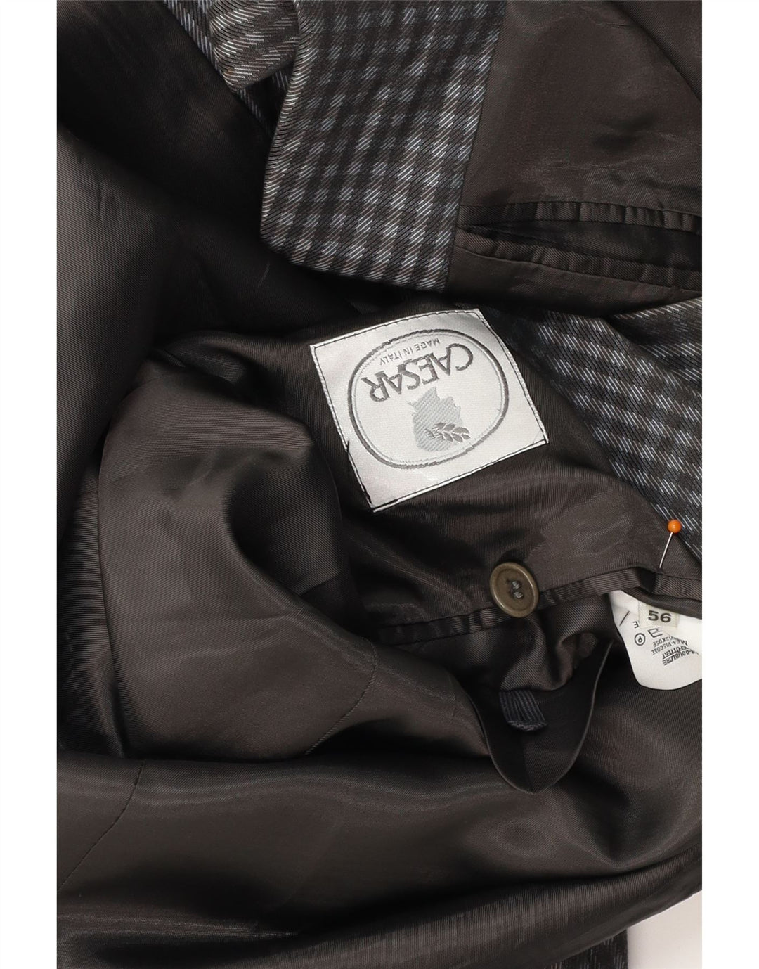 Ανδρικό μπουφάν CAESAR 2 κουμπιά blazer IT 56 XL Γκρι βαμβακερό Gingham