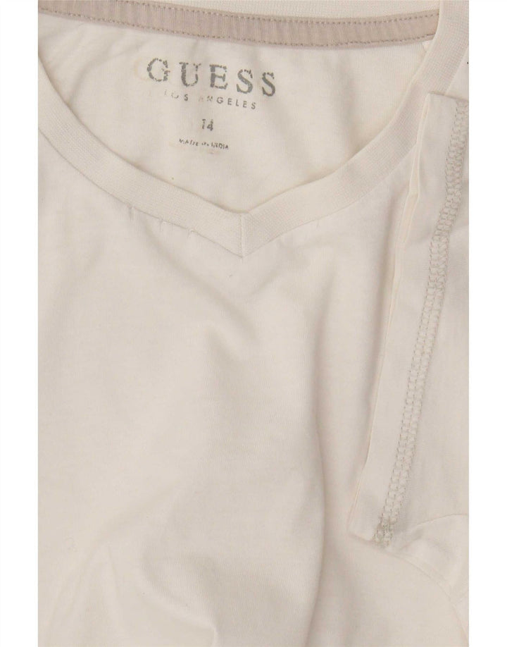 Γυναικείο γραφικό μπλουζάκι Guess Top UK 14 Medium White
