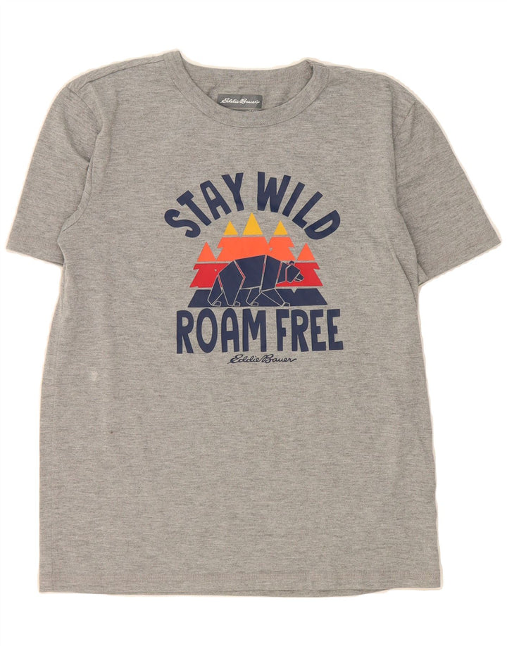EDDIE BAUER Boys Graphic T-Shirt Top 14-15 Years Large Grey Polyester Vintage Eddie Bauer and Second-Hand Eddie Bauer from Messina Hembry 
