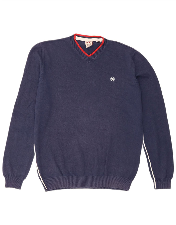 Ανδρικό πουλόβερ Murphy & Nye Sailmakers V-Neck Jumper Μεγάλο Navy Blue από βαμβάκι