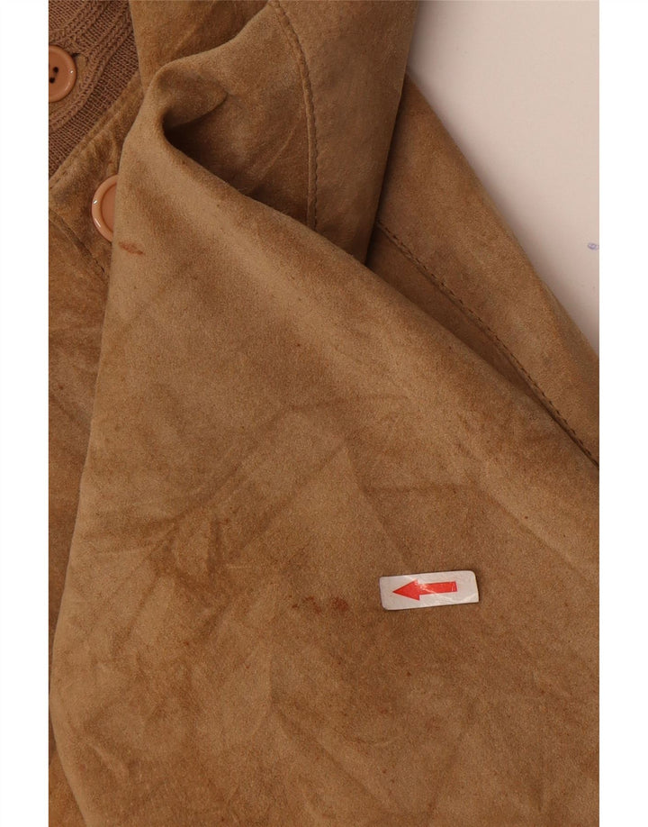 Vintage Ανδρικό Suede Bomber Jacket EU 48 Medium Beige Leather