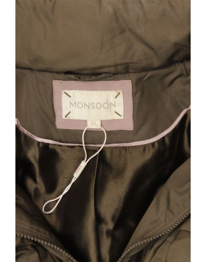 Monsoon γυναικείο παλτό με κουκούλα Loose Fit padded UK 18 XL Khaki Polyester