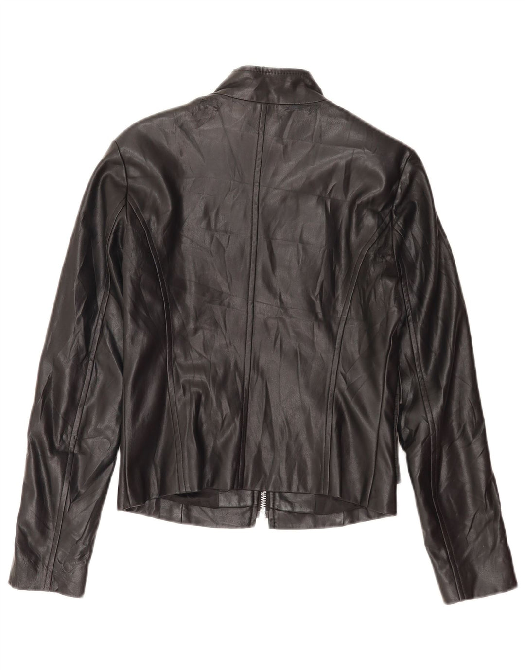 Γυναικείο μπουφάν Benetton από συνθετικό δέρμα UK 8 Small Black Polyester