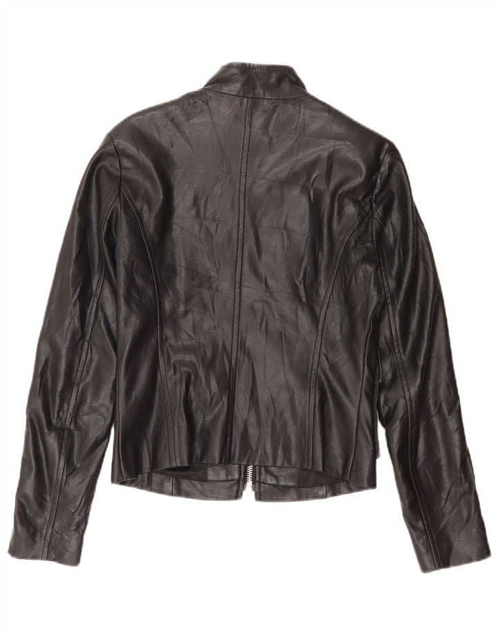 Γυναικείο μπουφάν Benetton από συνθετικό δέρμα UK 8 Small Black Polyester