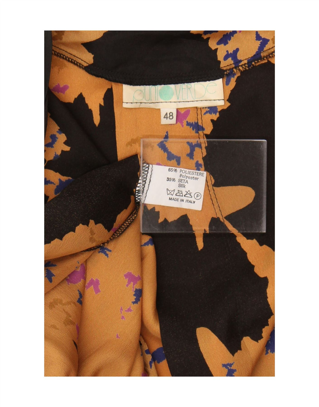 Vintage γυναικεία αφηρημένη ζακέτα με μοτίβο IT 48 XL κίτρινο πολυεστέρας