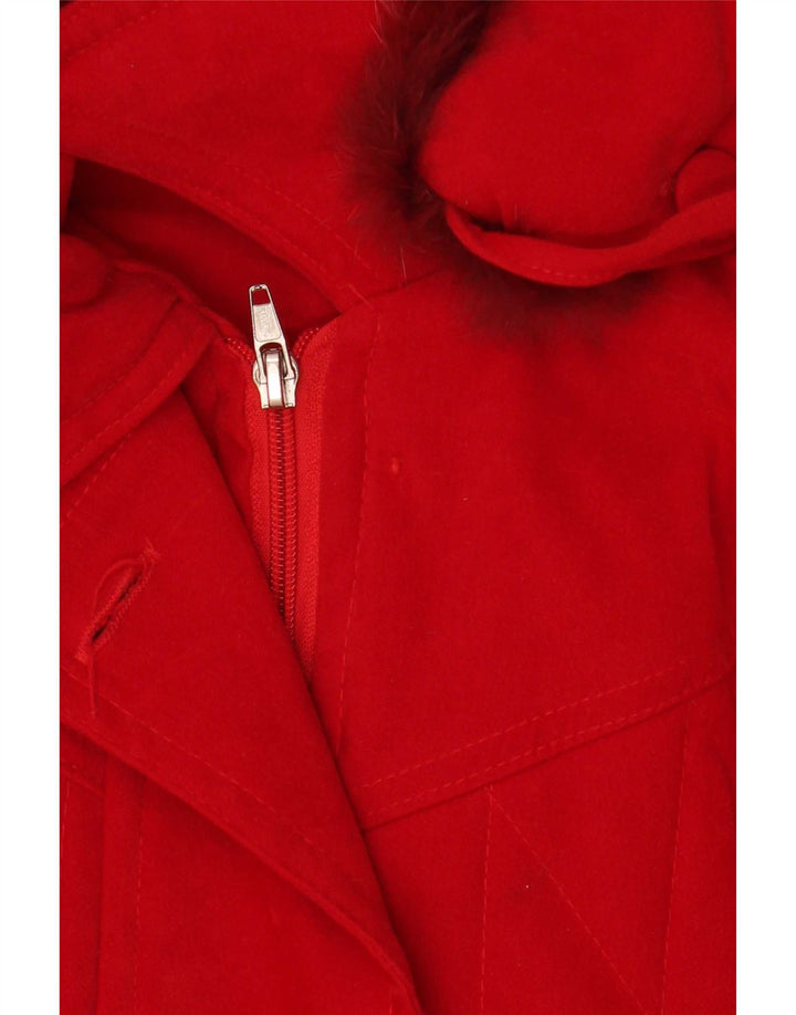 Vintage γυναικείο μπουφάν Parka με κουκούλα μεγάλου μεγέθους UK 18 XL κόκκινο πολυεστέρα