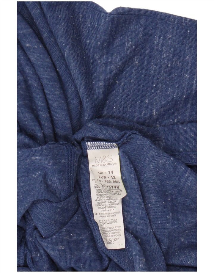 Marks & Spencer Γυναικεία τοπ 3/4 μανίκια UK 14 μεσαίου μπλε φλυκταίνων πολυεστέρας