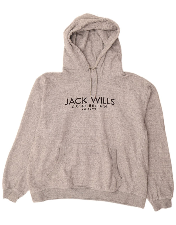 JACK WILLS Ανδρικό γραφικό μπλουζάκι με κουκούλα 3XL, βαμβακερό γκρι