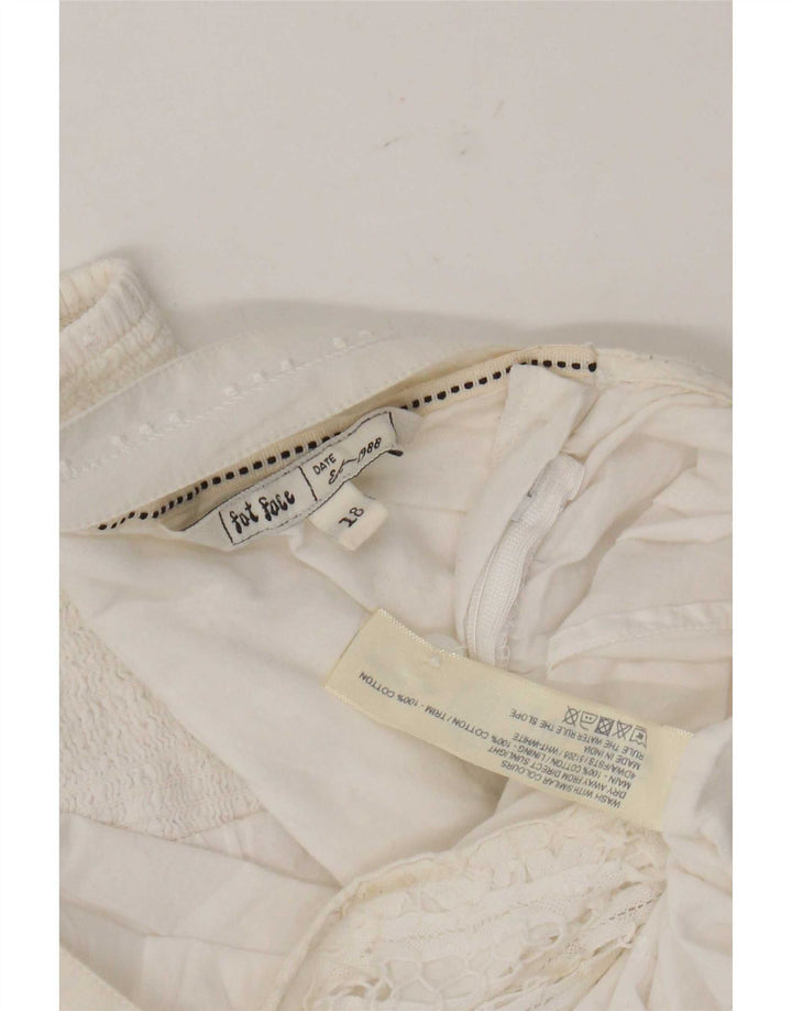 Fat Face Womens Cami Top UK 18 XL Λευκό βαμβακερό