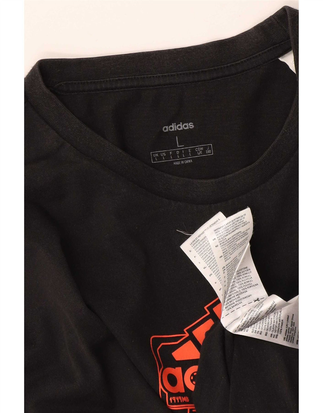 Ανδρικό γραφικό τοπ Adidas με μακρυμάνικο μεγάλο μαύρο βαμβακερό