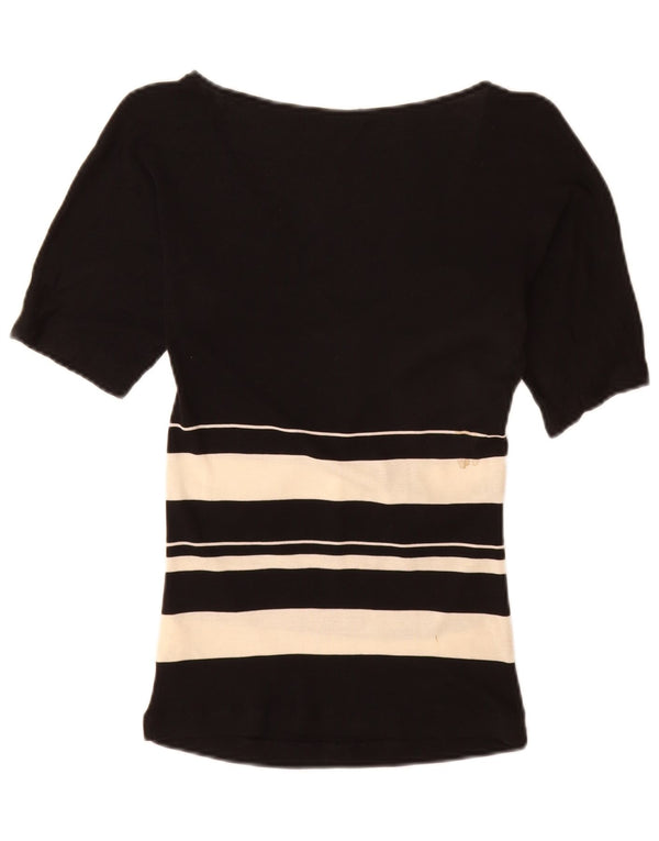 Zara Womens Blouse Top UK 12 Medium Black Colourblock Lyocell