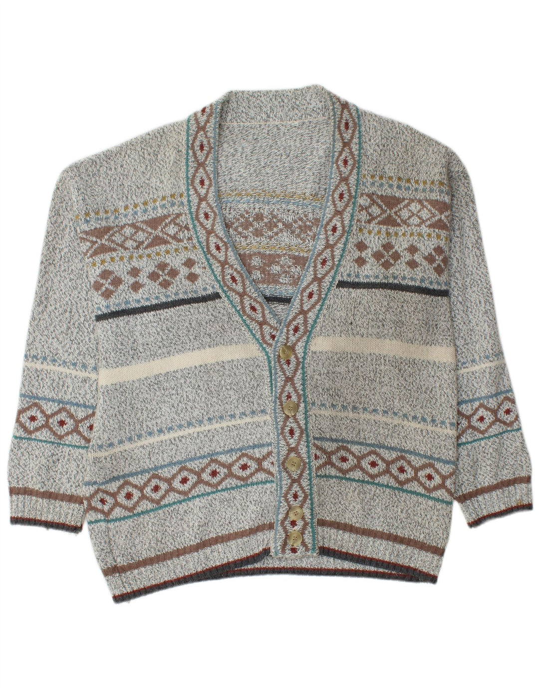 Ανδρικό πουλόβερ με ζακέτα VINTAGE Medium Grey Fair Isle