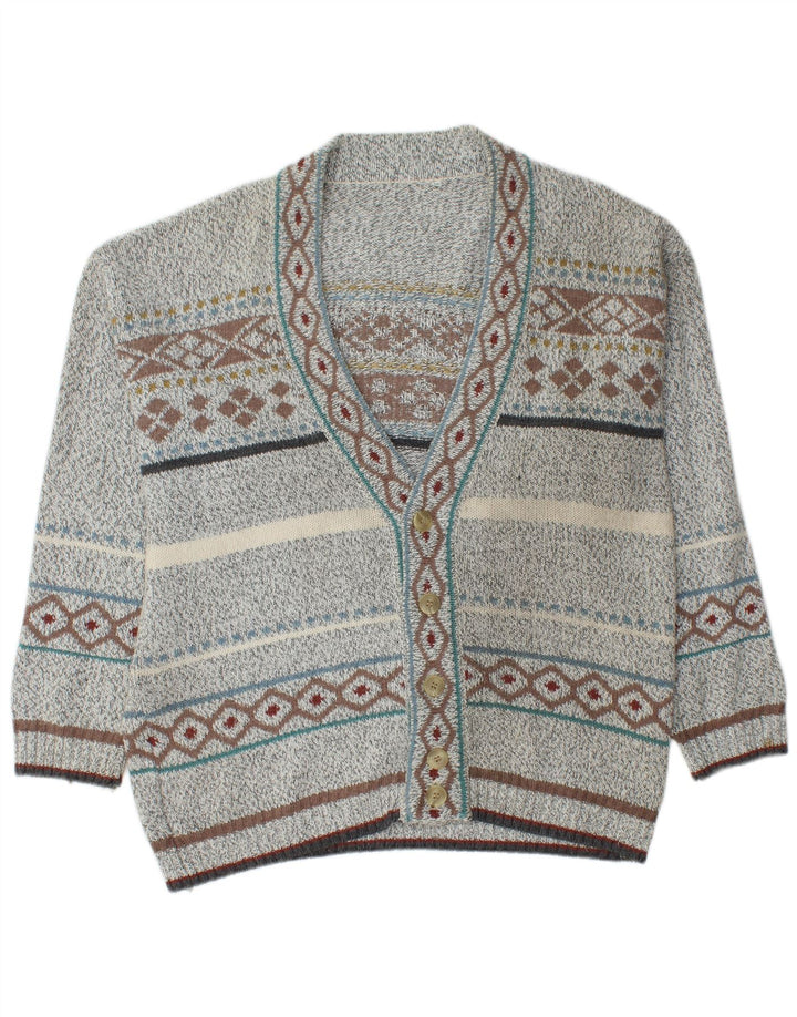 Ανδρικό πουλόβερ με ζακέτα VINTAGE Medium Grey Fair Isle