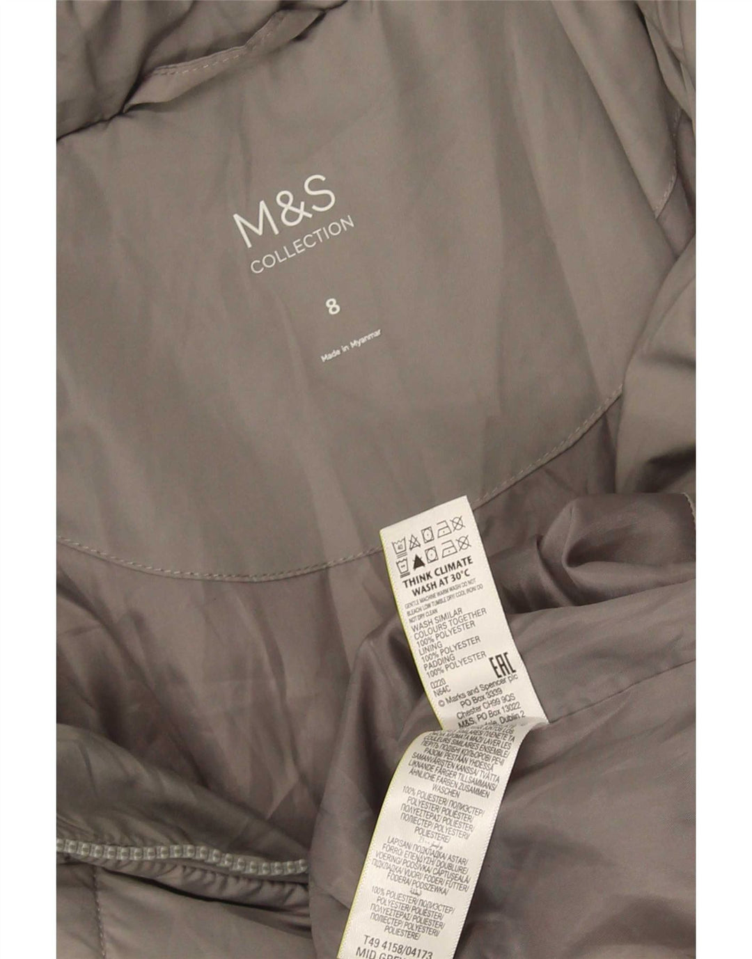 Marks & Spencer Γυναικείο παλτό UK 8 Small Grey Polyester
