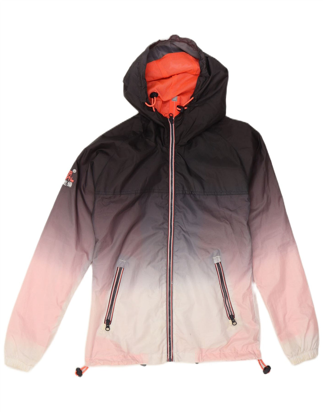SUPERDRY Womens Windcagoule Oversized Rain Jacket UK 2 2XS Multicoloured