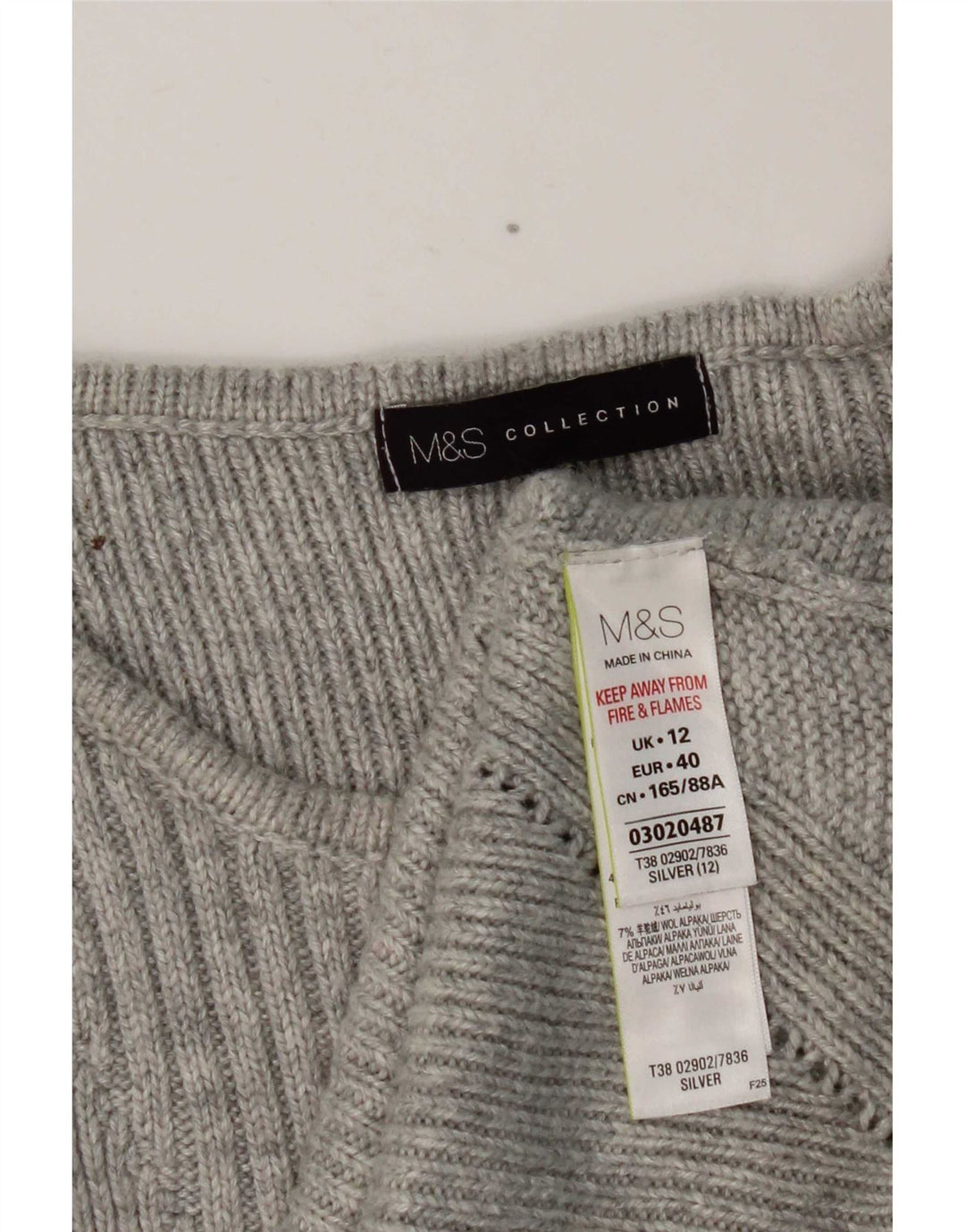 Marks & Spencer Γυναικείο πουλόβερ με λαιμόκαυστο UK 12 Medium Silver