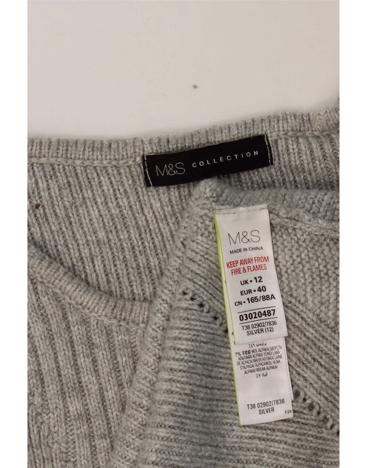 Marks & Spencer Γυναικείο πουλόβερ με λαιμόκαυστο UK 12 Medium Silver