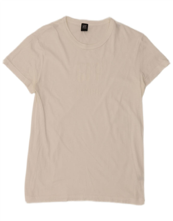 Ανδρικό γραφικό T-Shirt Gianfranco Ferre Top από μεσαίο λευκό βαμβάκι
