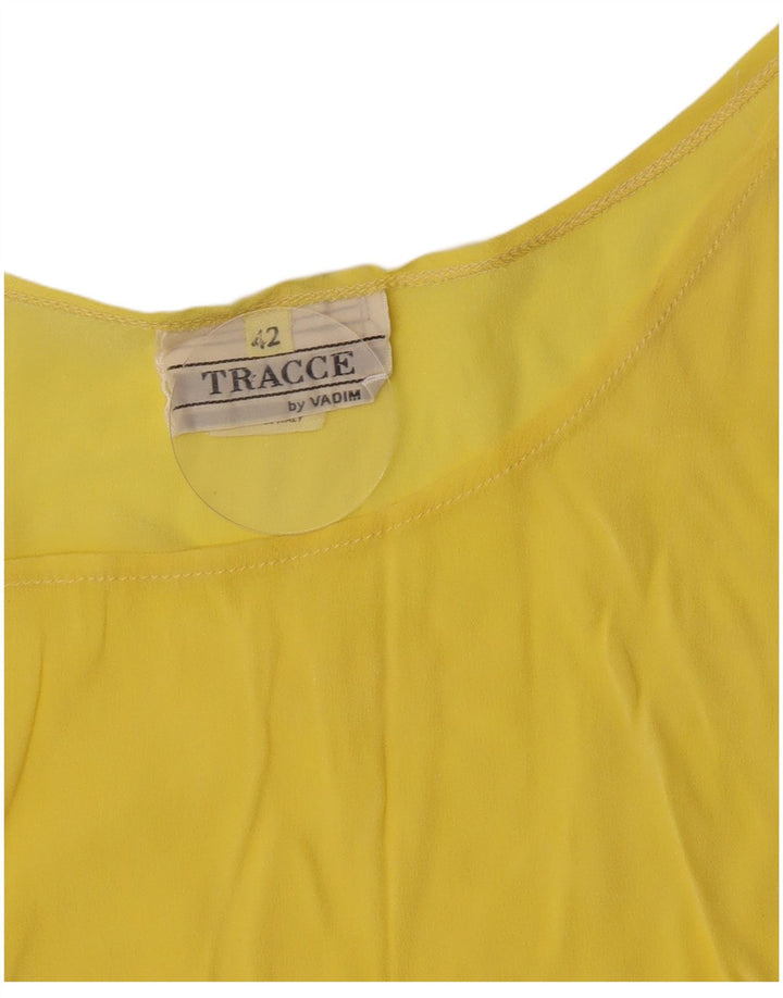 Vintage Γυναικεία Crop Αμάνικη Μπλούζα Top IT 42 Medium Yellow Acetate