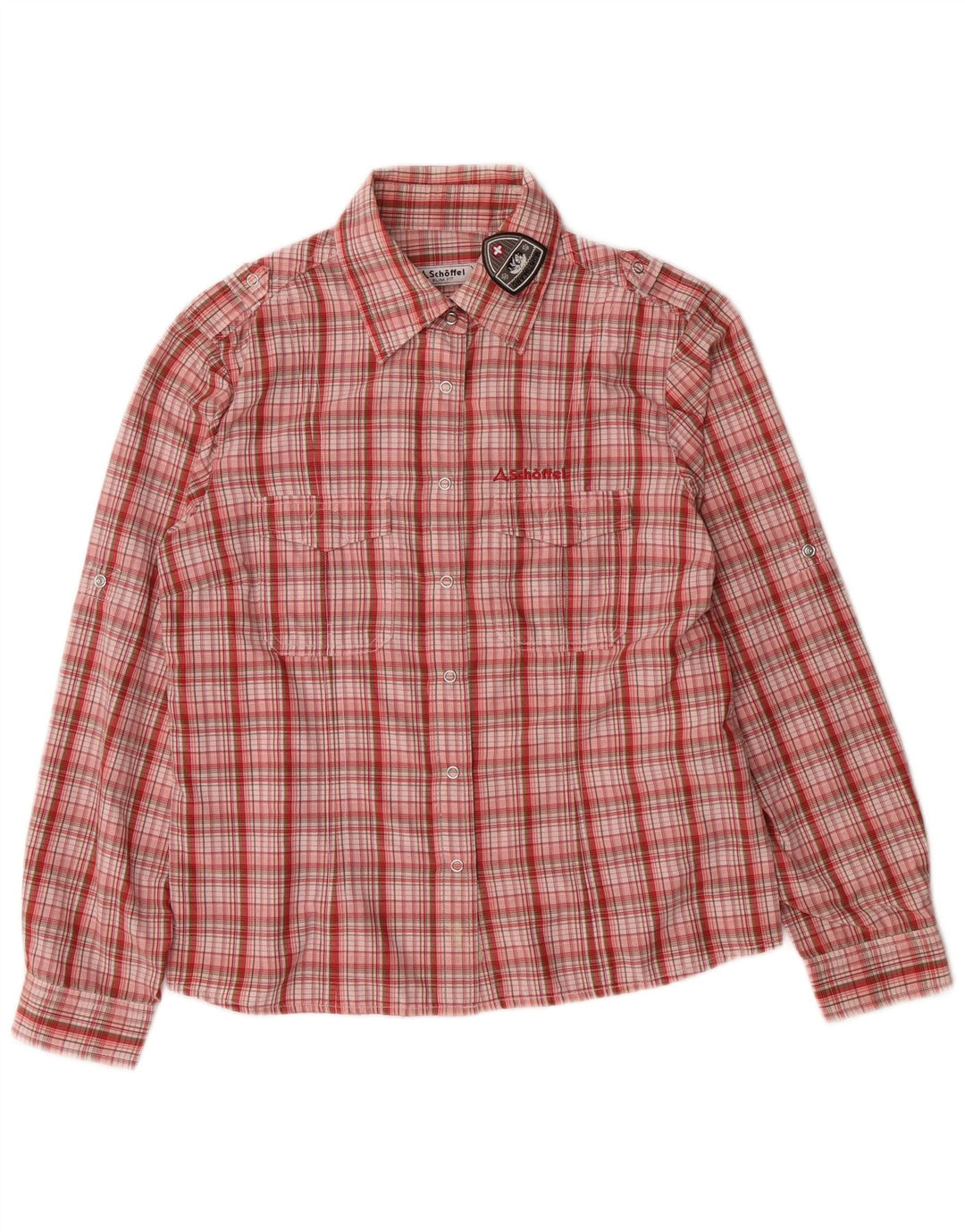 Schoffel Γυναικείο Slim Fit Shirt UK 14 Medium Red Check Polyamide