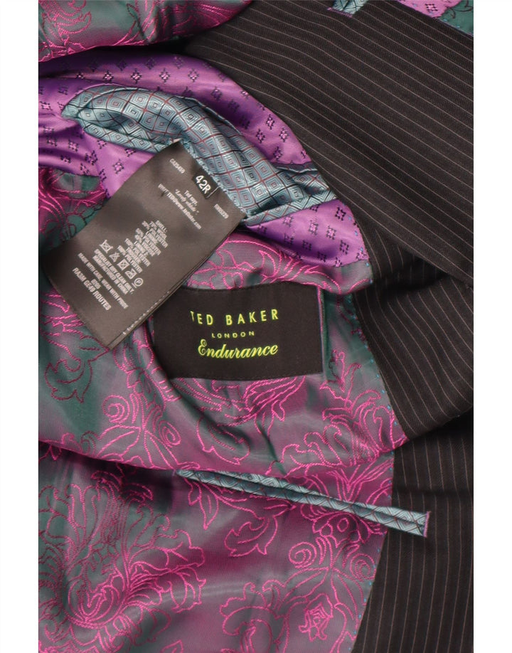 Ted Baker Ανδρικό σακάκι με 2 κουμπιά σακάκι UK 42 XL Μαύρο ριγέ μαλλί