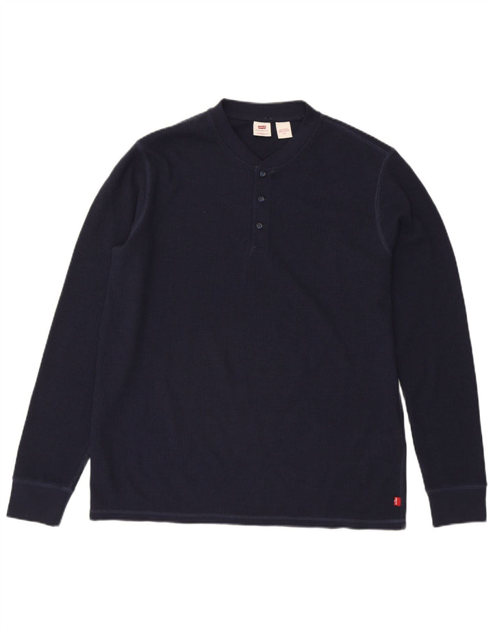 LEVI'S Mens Standard Fit Top Long Sleeve Large Navy Blue Cotton