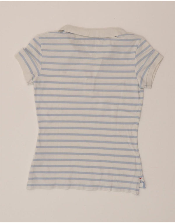 TOMMY HILFIGER Γυναικείο μπλουζάκι πόλο UK 6 XS μπλε ριγέ βαμβακερό