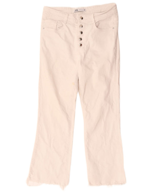 Γυναικεία τζιν φαρδιά πόδια Zara Small W28 L27 Λευκό βαμβακερό