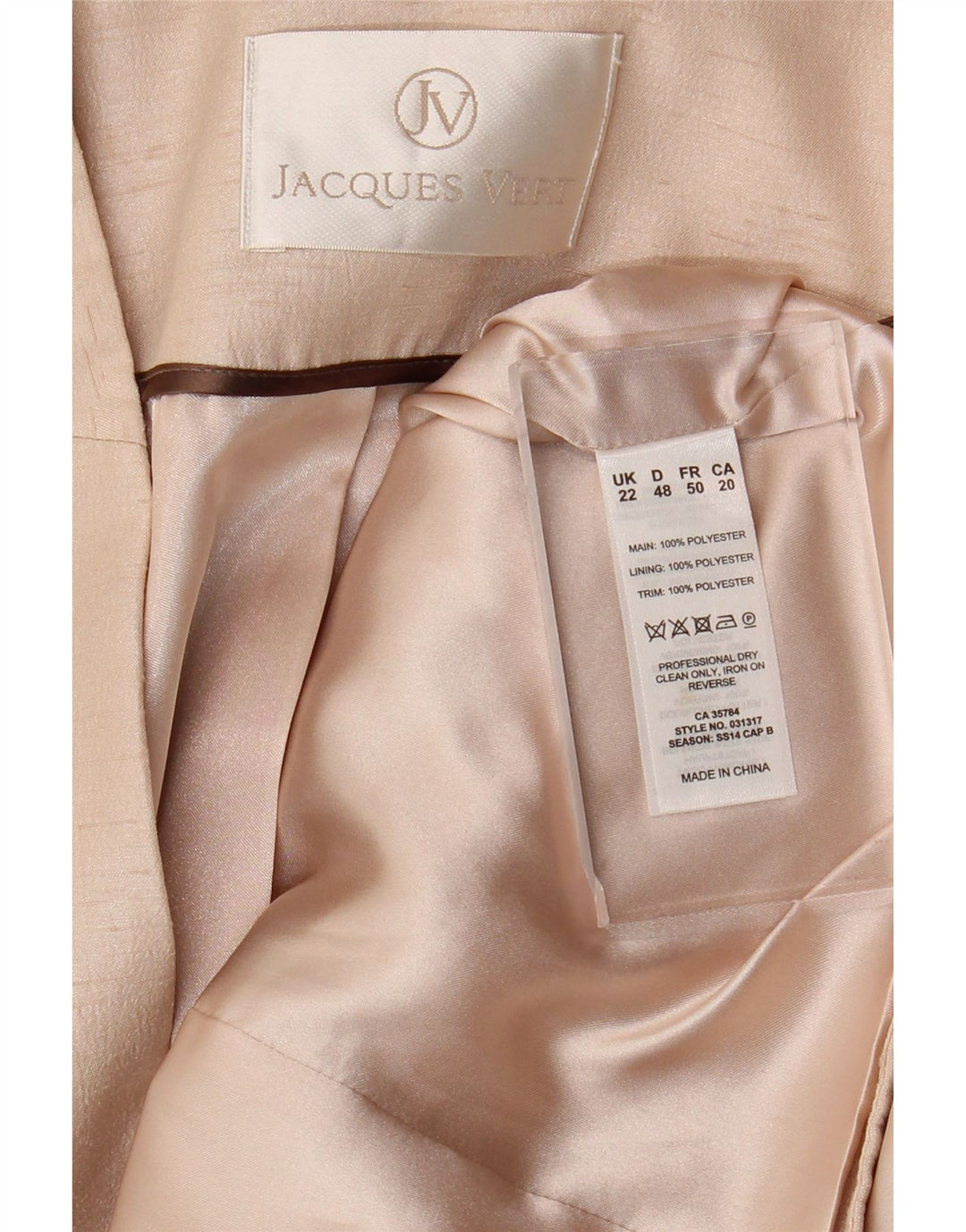 JAQUES VERT Γυναικείο ανοιχτό μπουφάν 3/4 μανίκι UK 22 3XL Ροζ Πολυεστέρας