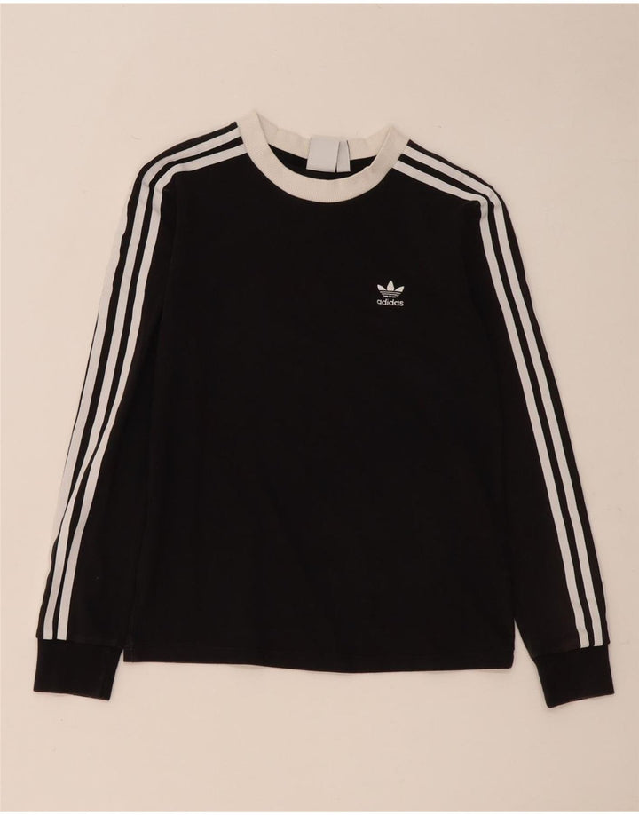 Adidas Γυναικείο τοπ μακρυμάνικο UK 8 Small μαύρο βαμβακερό