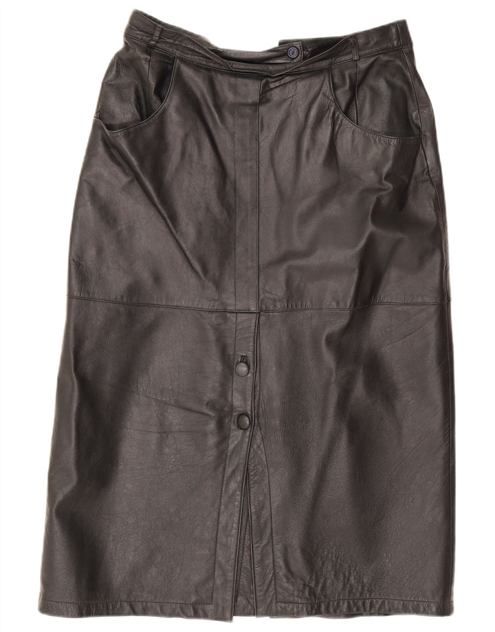 Vintage Γυναικεία Δερμάτινη Φούστα IT 42 Medium W30 Μαύρη Δερμάτινη