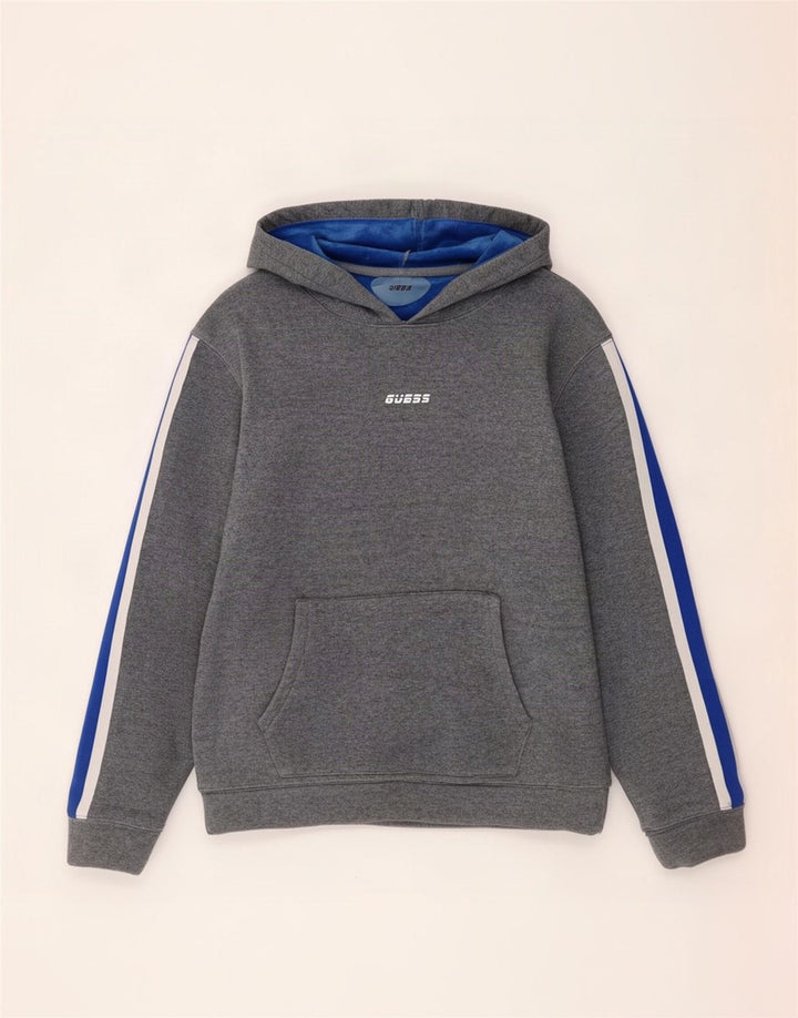 Guess Mens Hoodie Jumper Medium Grey Colorblock Πολυεστέρας