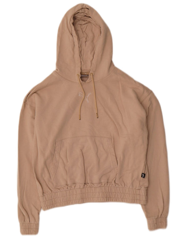 Puma Womens Crop Oversized Hoodie Jumper UK 10 Small Beige