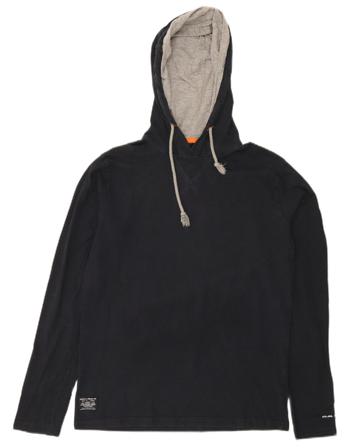 Jack & Jones Ανδρική μπλούζα με κουκούλα με μακρυμάνικο μεσαίο ναυτικό μπλε