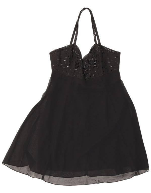 Charlotte Halton Γυναικείο Mini Halter Φόρεμα UK 12 Μεσαίου Μαύρου Πολυεστέρα
